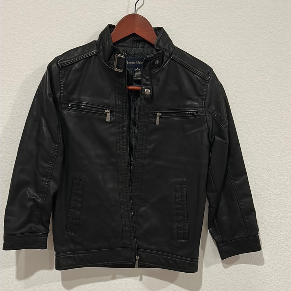 Boy’s Sleek Black Vegan Leather Jacket